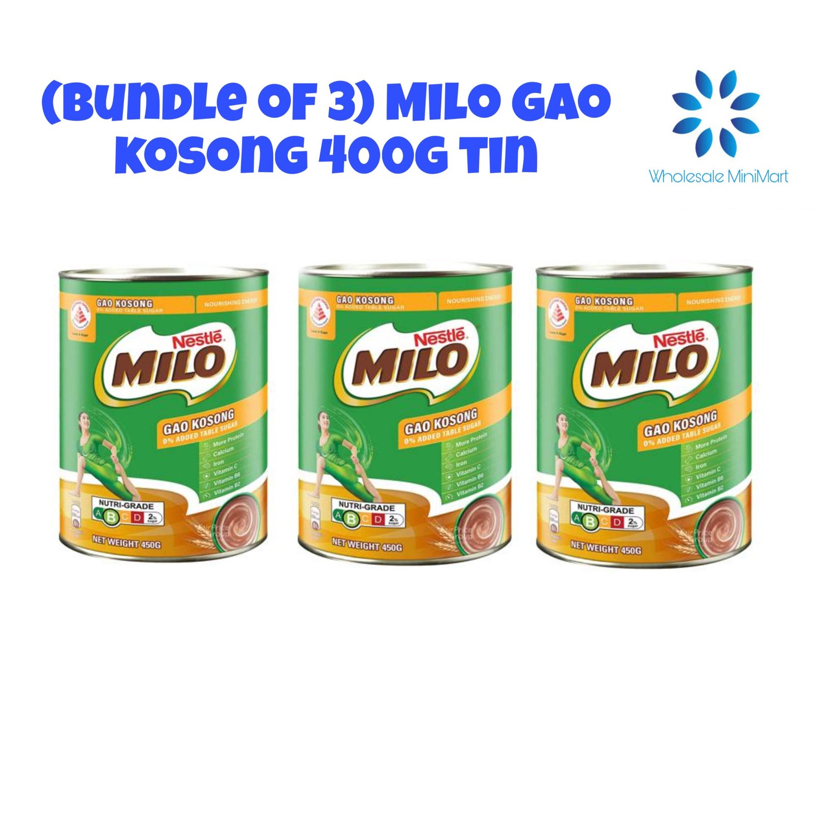 (Bundle of 3) Milo Gao Kosong 400g Tin