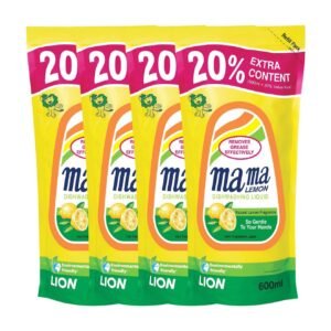 (Bundle of 4) Mama Lemon Gold Dishwashing Liquid Refill - Natural Lemon 600ml