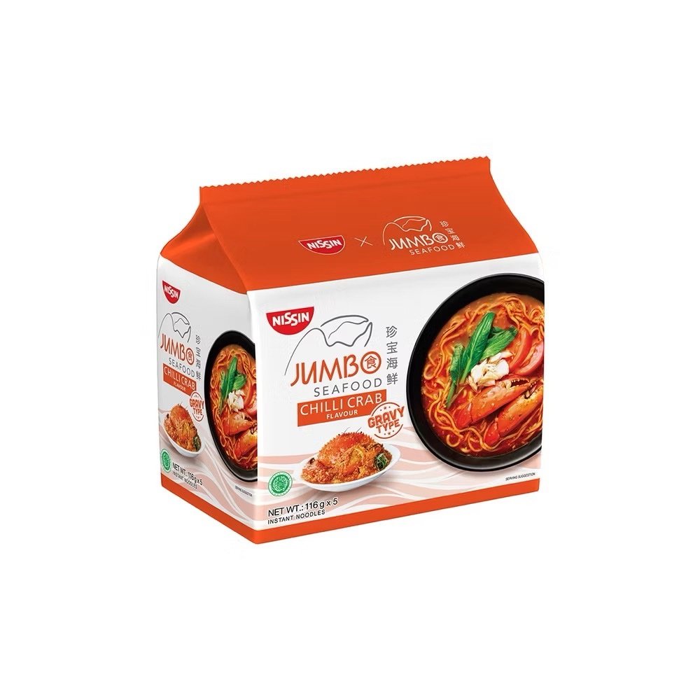 Nissin Jumbo Seafood Chilli Crab Instant Noodle 116g x 5packs - Image 3