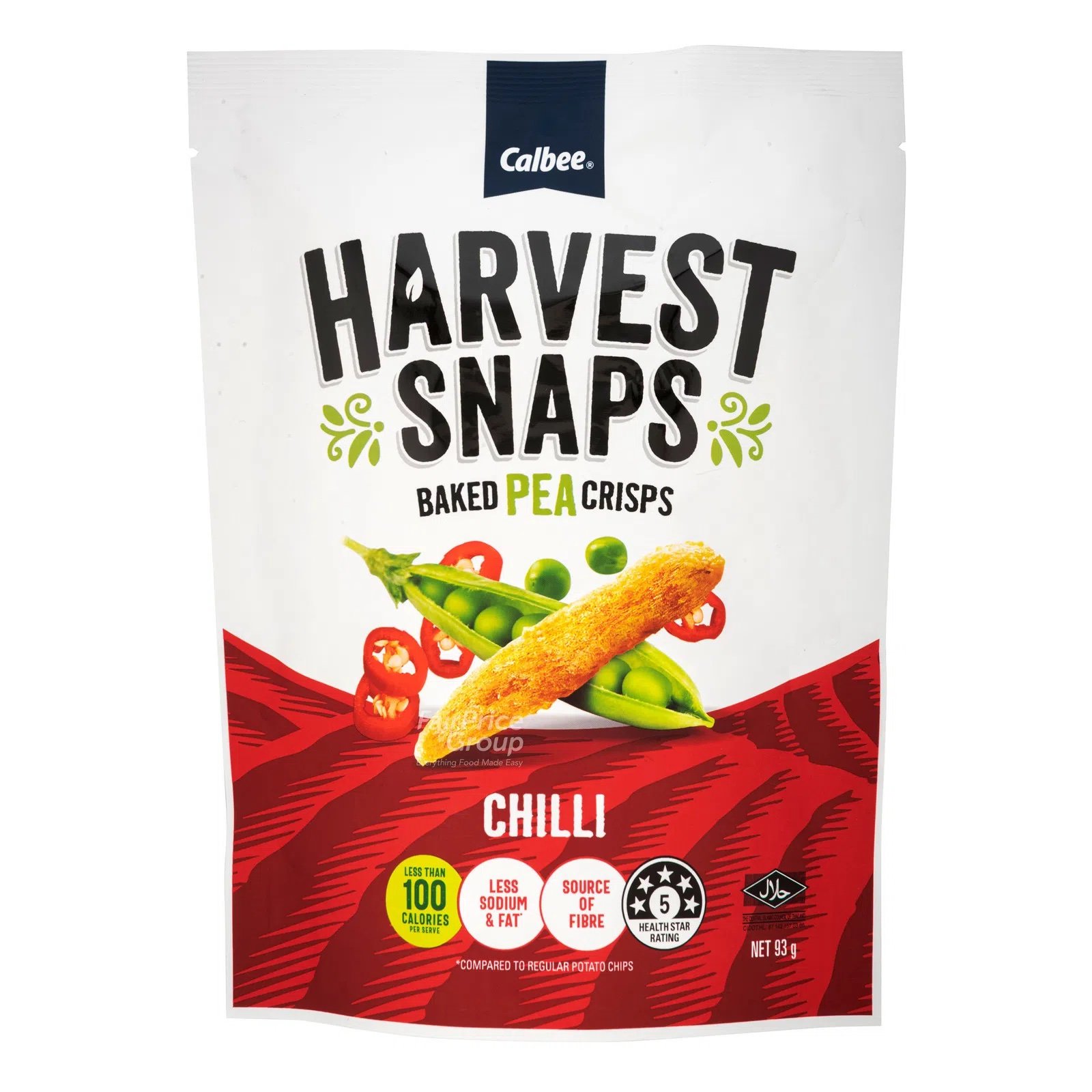 Calbee Harvest Snaps Baked Pea Crips 93gm - Chilli
