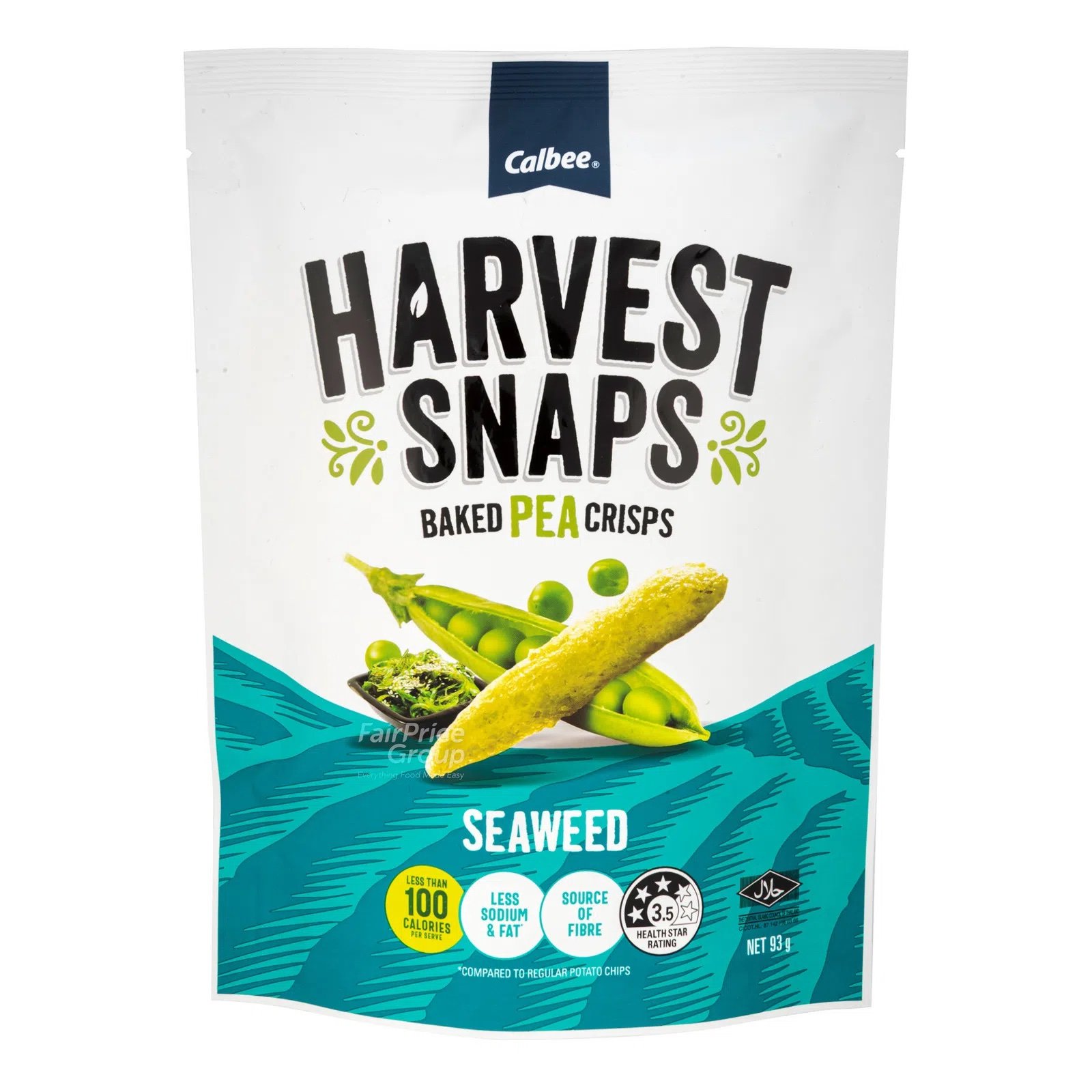 Calbee Harvest Snaps Baked Pea Crips 93gm - Seaweed